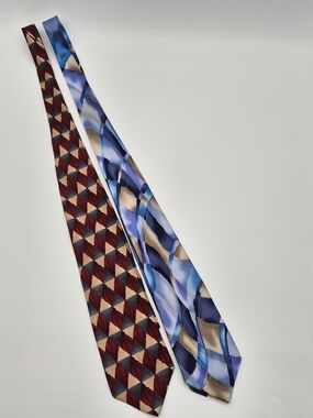 J. Garcia VTG Blue & Burgundy Patterned Silk Ties Set Grateful Dead Deadhead